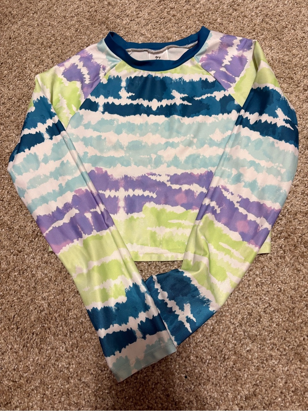 art class Girls Tie-Dye Long Sleeve Cropped Rashguard